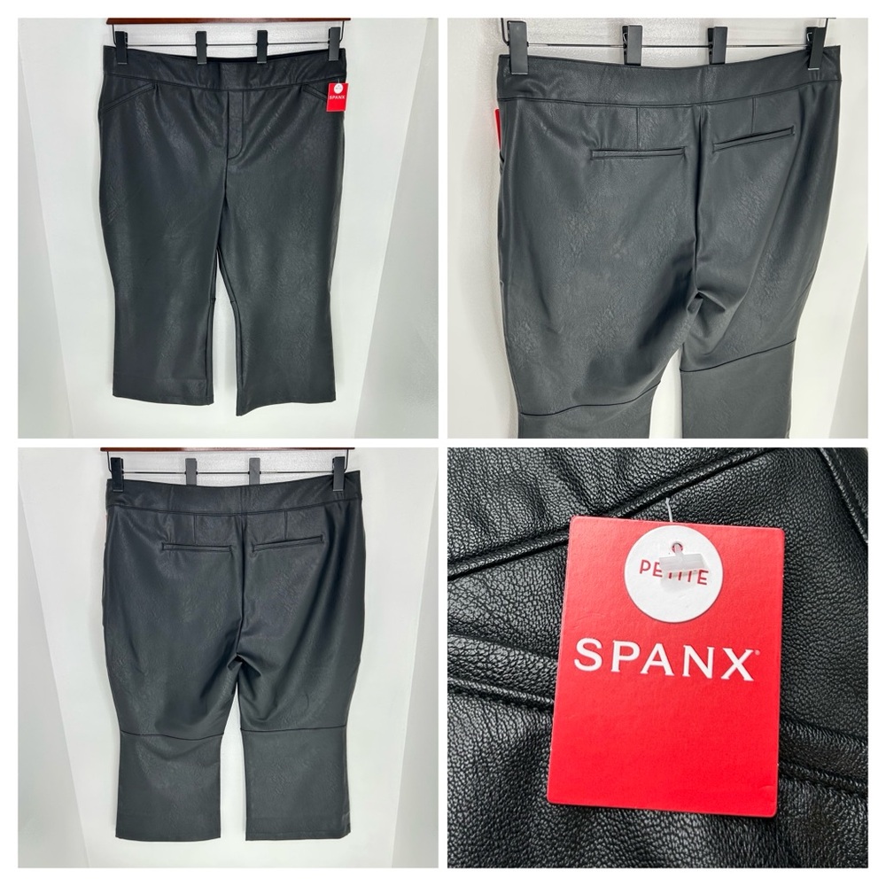 SPANX NWT Leather-Like Culotte Black Wide Leg Crop Pants Size 3X Petite 41x23.5
